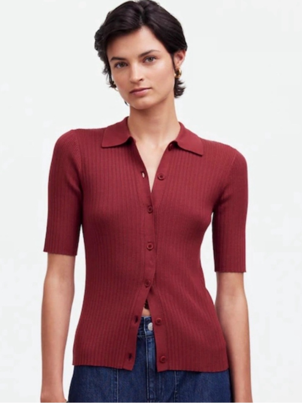 Madewell The Signature Knit Sweater Polo Tee